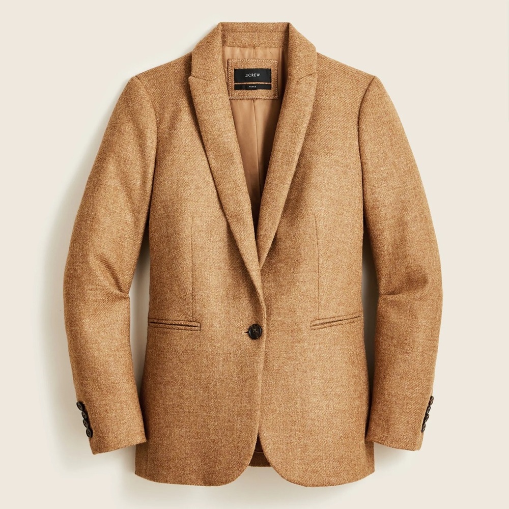 J Crew Parke Blazer in English Shetland Wool Tan Brown  Size 4